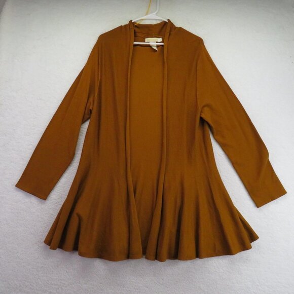 Christina Cardigan Womens XL Brown Open Front Flare Hem Lightweight Sweater Knit - Picture 1 of 7